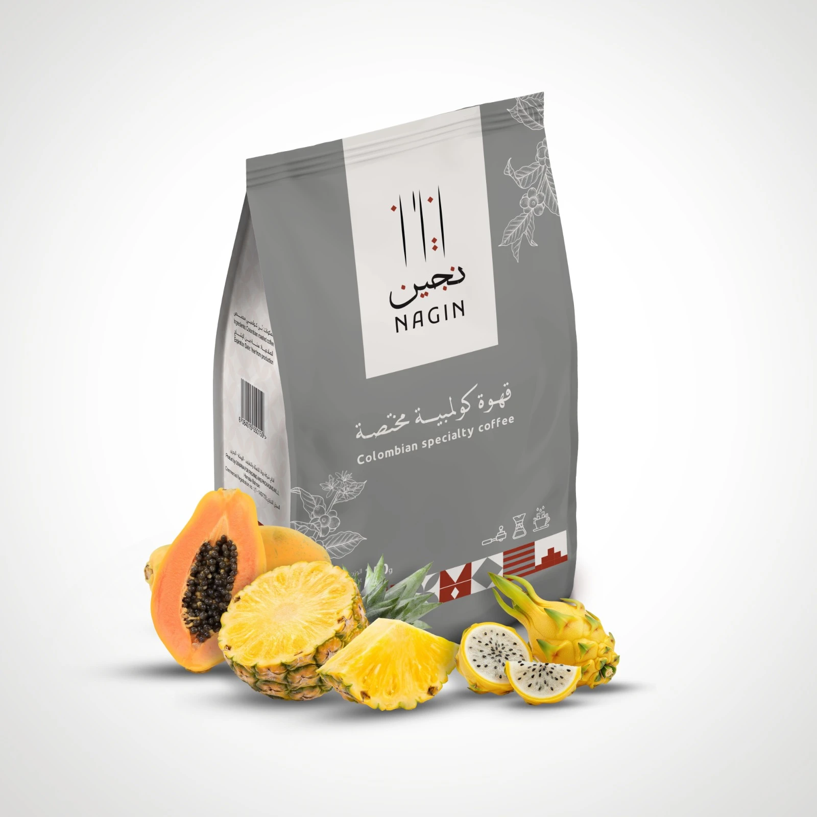 حبوب قهوة كولمبية معززة بالفواكة الذهبيه